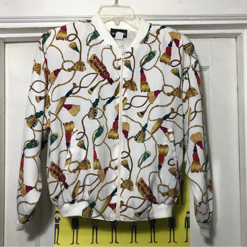 Vintage Notations Bomber Jacket w/ Tassel print